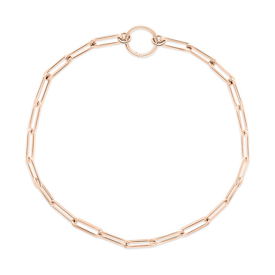 Primo piano di una collana Tamaris in acciaio inox color oro rosa. La catena a maglie è composta da elementi ovali.