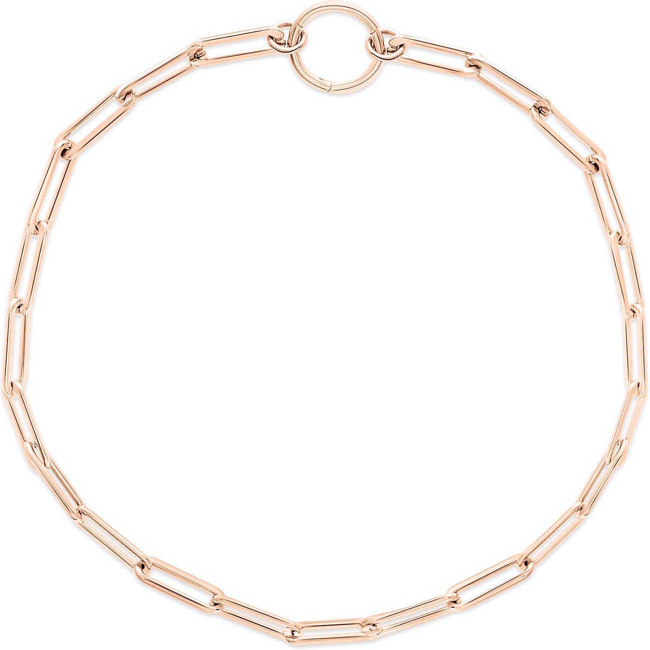 Primo piano di una collana Tamaris in acciaio inox color oro rosa. La catena a maglie è composta da elementi ovali.