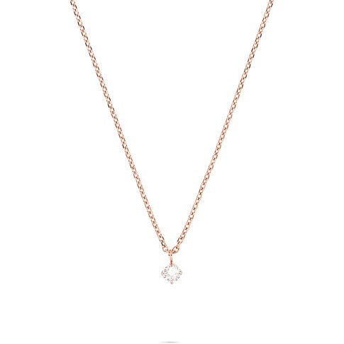 Ett Tamaris halsband i roséguldfärgat rostfritt stål med en enkel, rund zirkonia färgsten.
