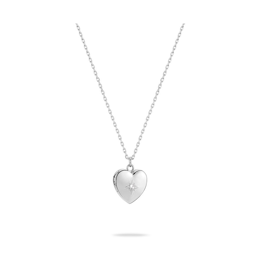 Tamaris halsband i rostfritt stål med silverfärgad hjärtformad medaljong prydd med en zirkonia.