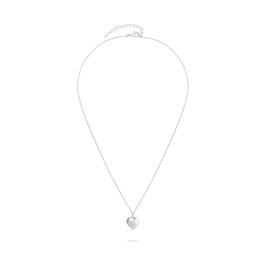 Diskret Tamaris halsband i rostfritt stål med ett glänsande hjärtformat hänge, prydd med en liten zirkoniasten.