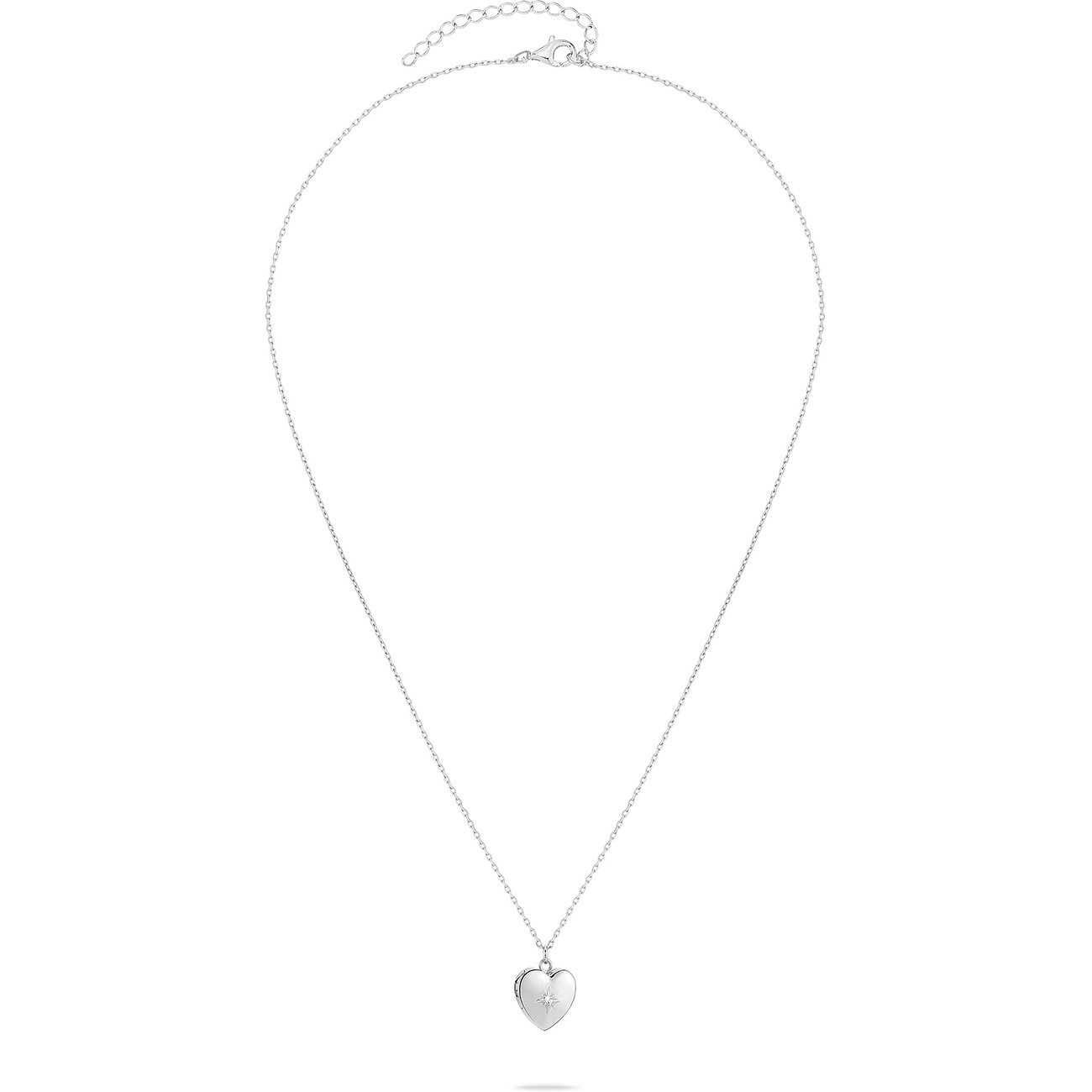 Diskret Tamaris halsband i rostfritt stål med ett glänsande hjärtformat hänge, prydd med en liten zirkoniasten.