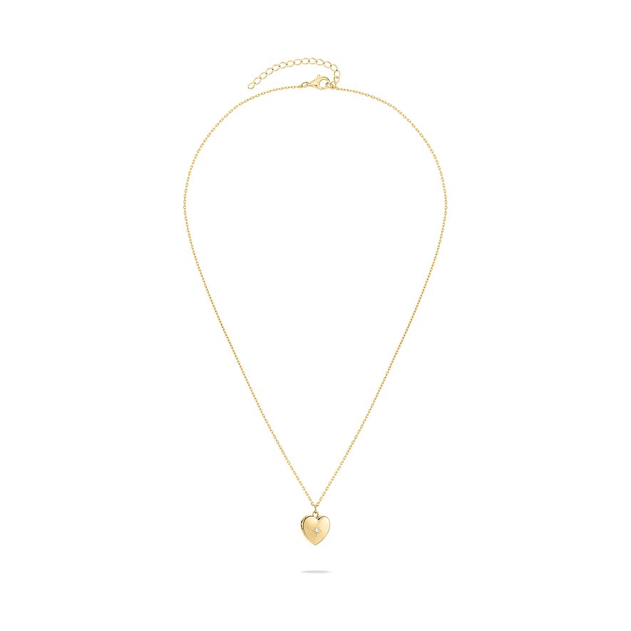 Tamaris halsband i guldfärgat rostfritt stål med hjärthänge, dekorerat med en klar zirkonia.