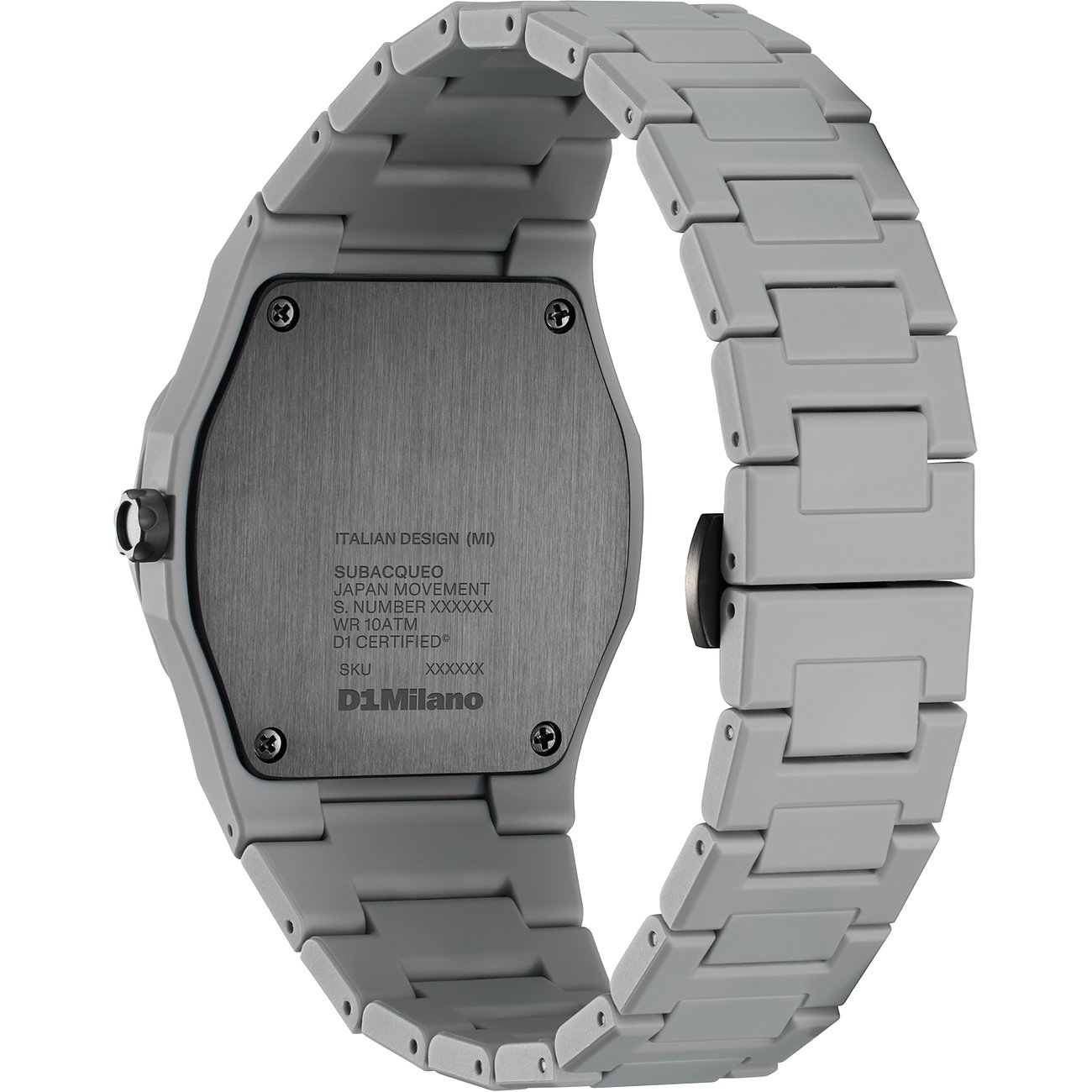 Bagside af D1 Milano herreur i grå polycarbonat, gravering – – – – – – – – – –