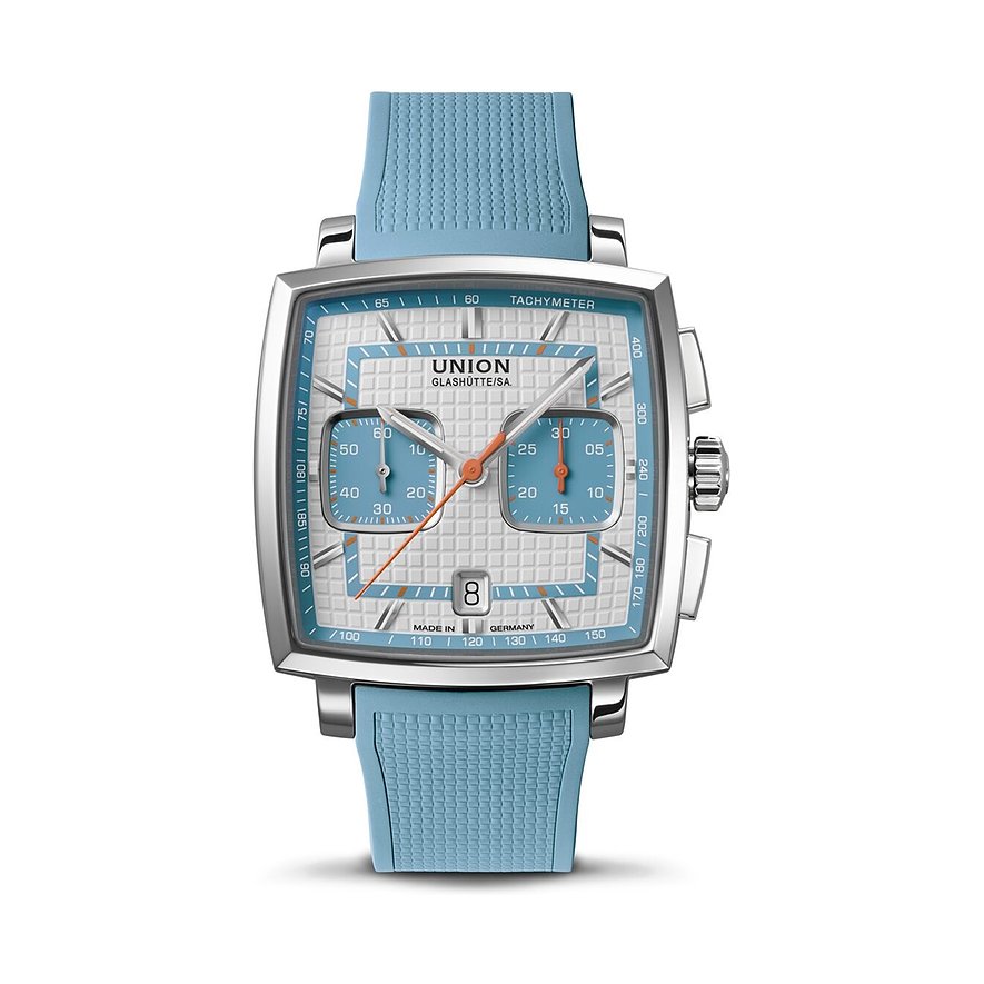Union Glashütte Uhren-Set Averin Chronograph D0155271701102, Herren, Edelstahl, Armband: Kautschuk, Automatik, analog