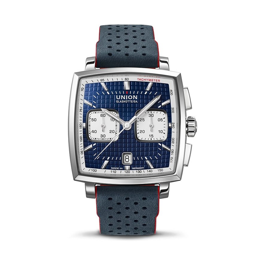 Union Glashütte Uhren-Set Averin Chronograph D0155271704102, Herren, Edelstahl, Armband: Kautschuk, Automatik, analog