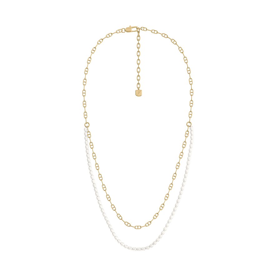 Fossil Kette Heritage, Kunstperle, Damen, Metall, gold