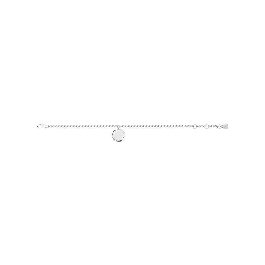 Fossil Armband aus Edelstahl mit silbernem Kettenmuster und einem runden Charms.