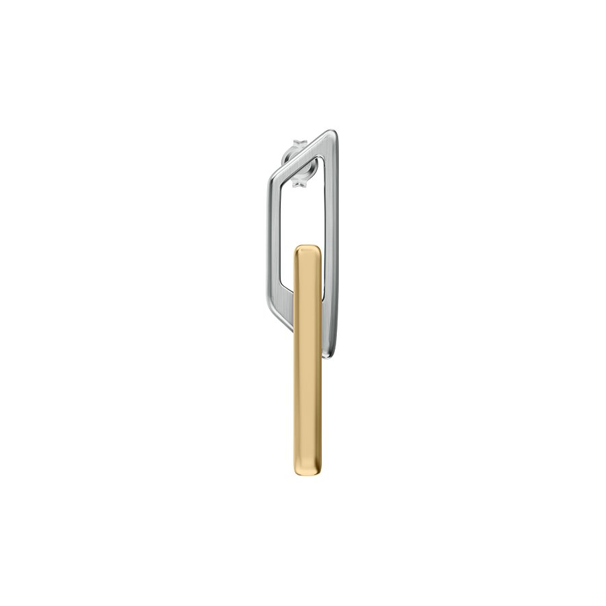Diesel Ohrschmuck aus zweifarbigem Edelstahl mit einer silberfarbenen Bügelform und einem goldfarbenen Stab.