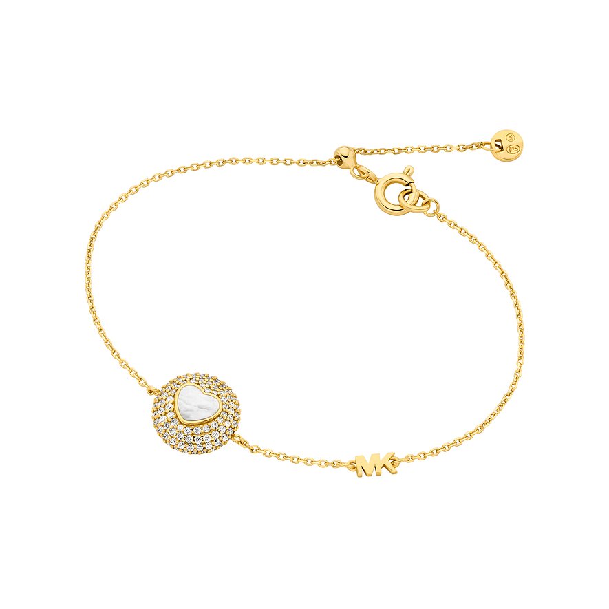 Michael Kors Armschmuck aus vergoldetem Silber mit Zirkonia-Stein und herzförmigem Zentrum.