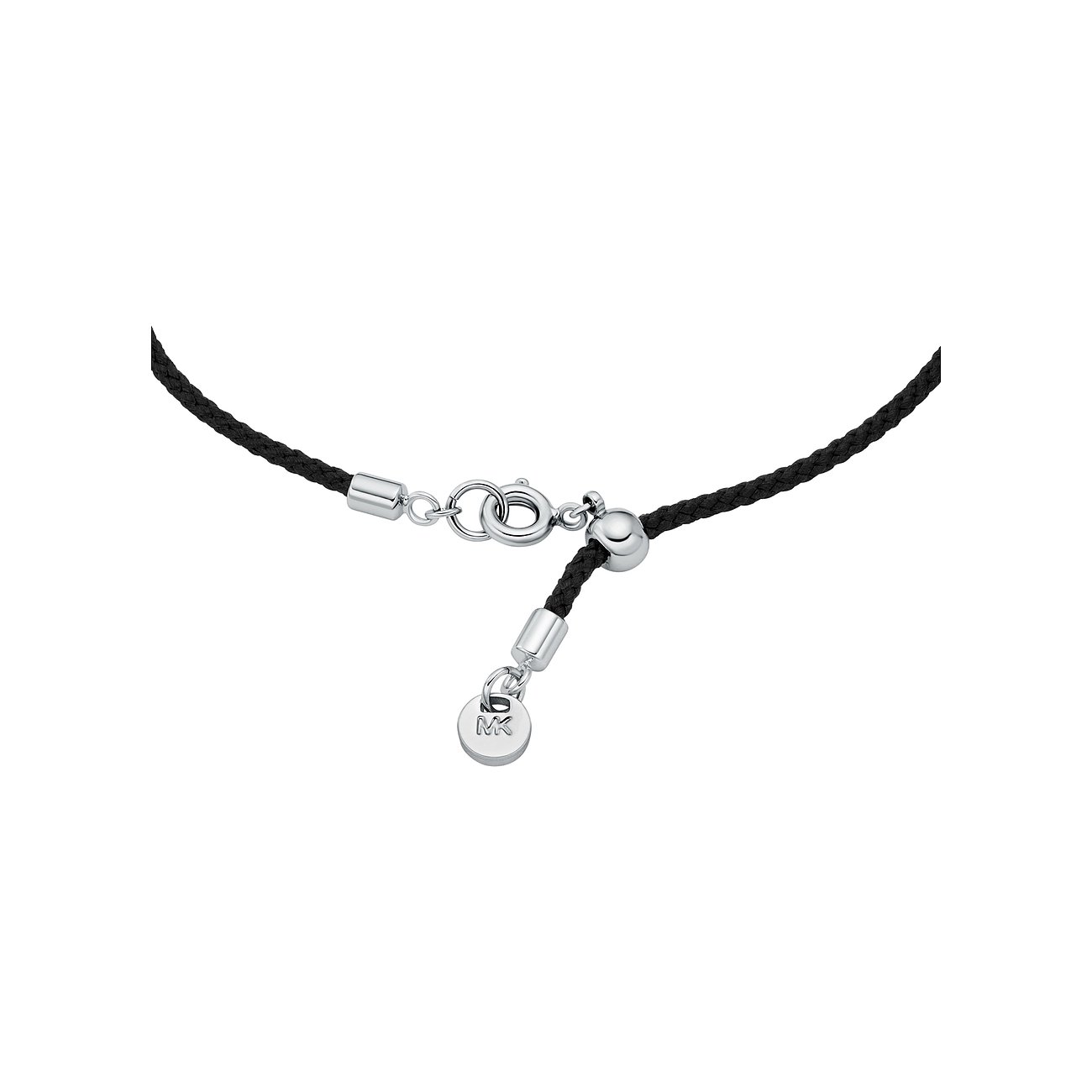 Ein Abschluss des Michael Kors Armschmucks aus Metall mit einem Zirkonia-Glanz, auf hellem Hintergrund.