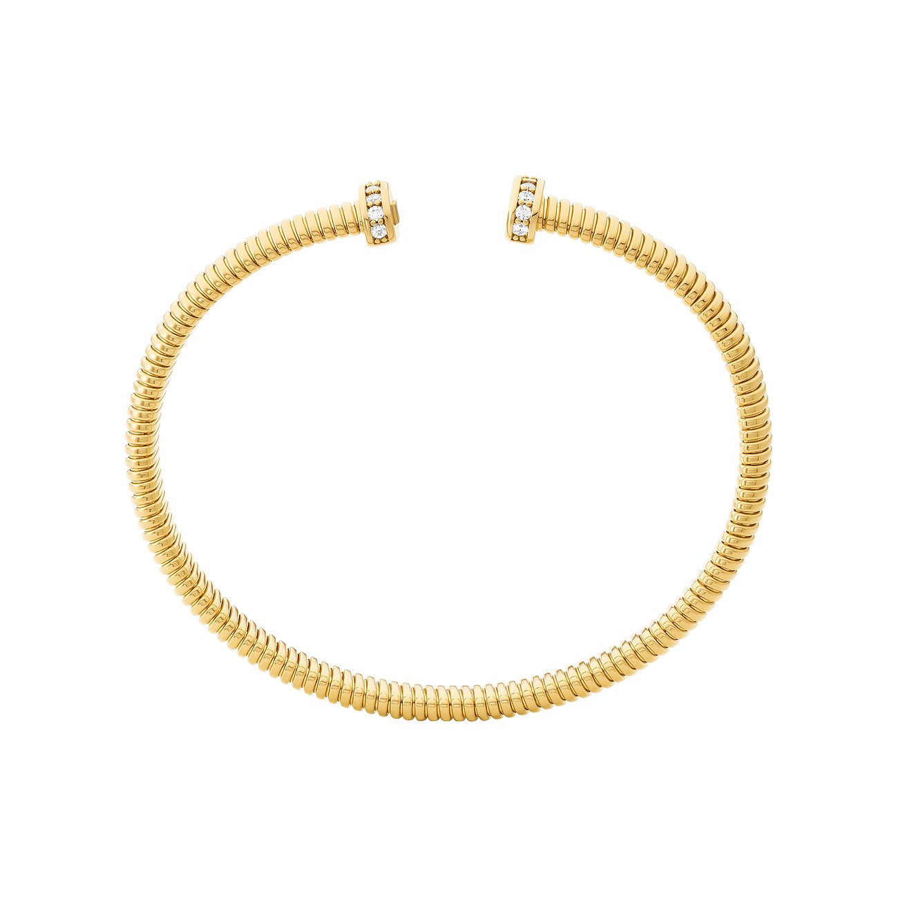 Michael Kors Armschmuck aus gelbgoldenem Metall mit offenem Design, die Enden sind mit Zirkonia-Steinen besetzt.