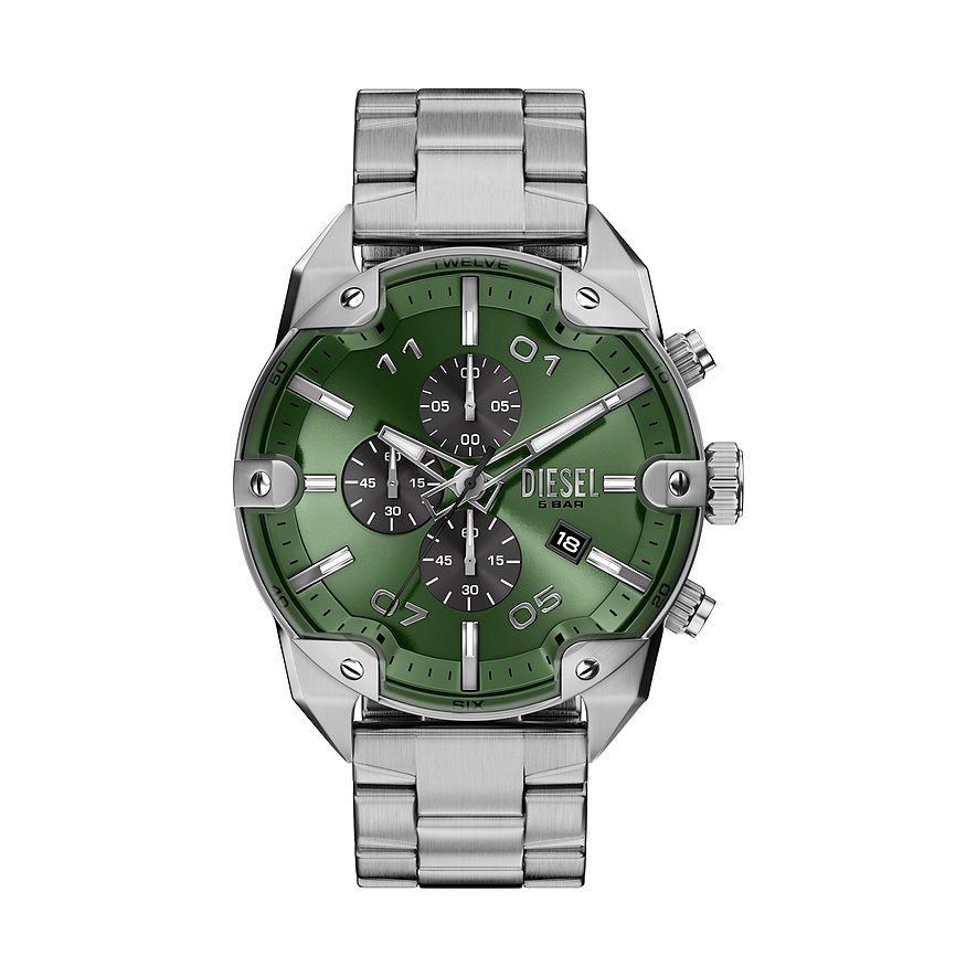 Diesel Chronograph Spiked DZ4712, Herren, Edelstahl, Armband: Edelstahl, Quarz, analog