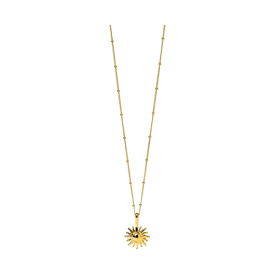 Purelei ketting van goudkleurig roestvrij staal met een zonne-applicatie als hanger.