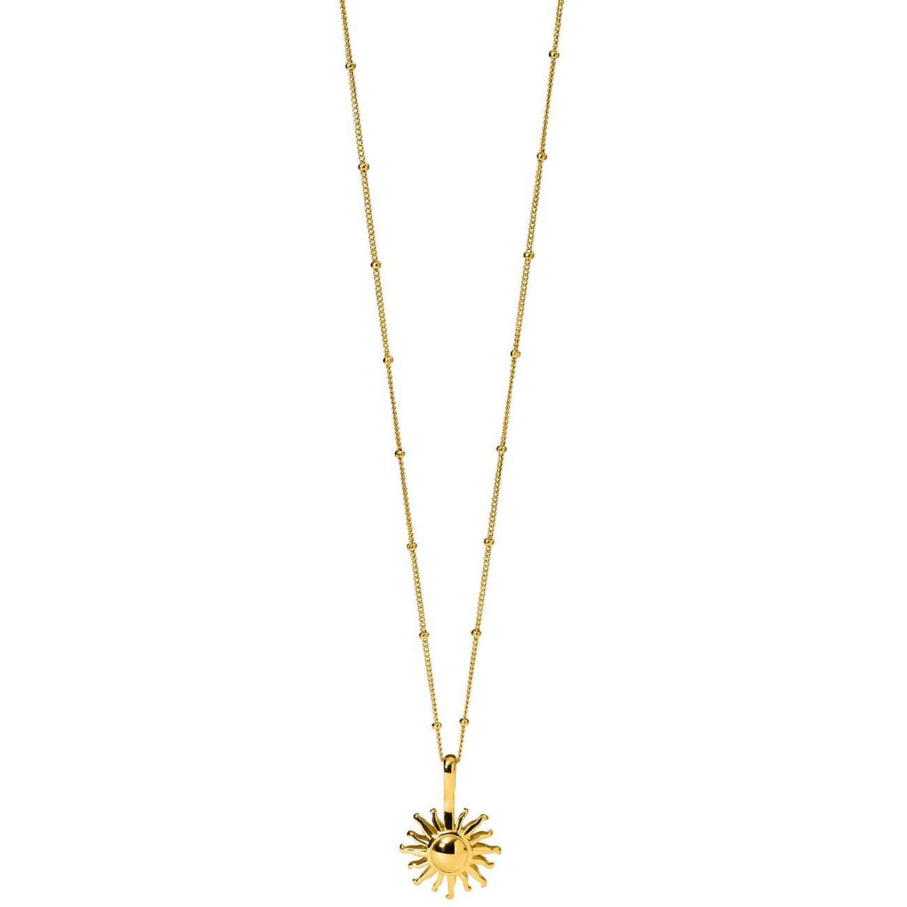 Purelei ketting van goudkleurig roestvrij staal met een zonne-applicatie als hanger.
