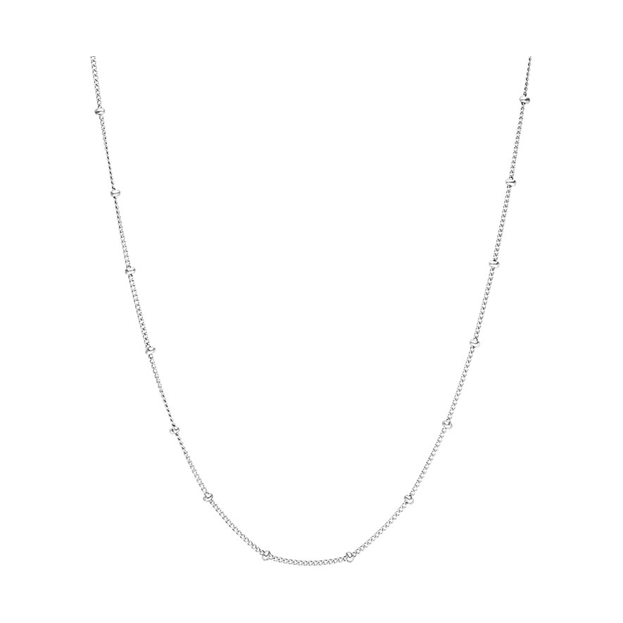 Purelei roestvrijstalen ketting met kleine balletjes, op regelmatige afstanden in de ketting geïntegreerd.