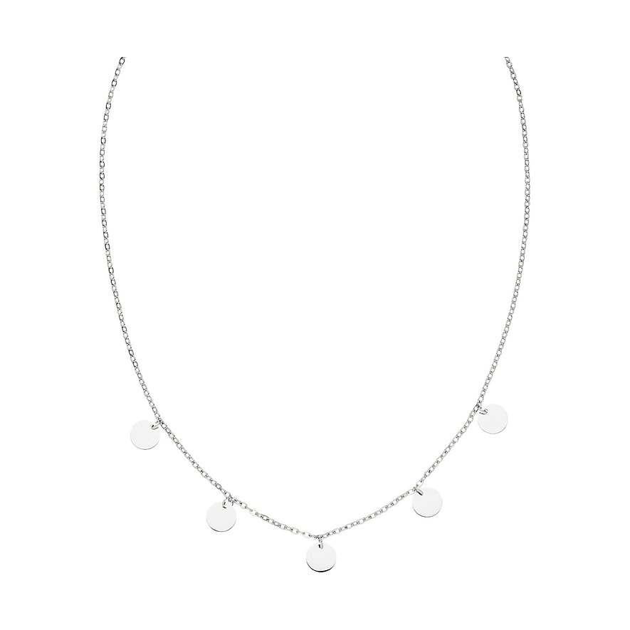 Purelei ketting van roestvrij staal met afwisselend geplaatste ronde, glanzende plaatjes.