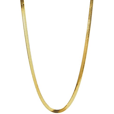 Purelei halsband i guldfärgat rostfritt stål. Länkkedjan är utformad som en fin ormkedja.