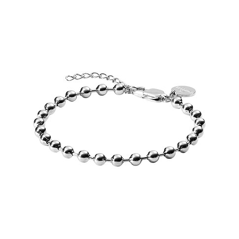 Purelei Armschmuck aus Edelstahl, ein Armband mit vielen glänzenden Kugeln, Verschluss und Längenverstellung.