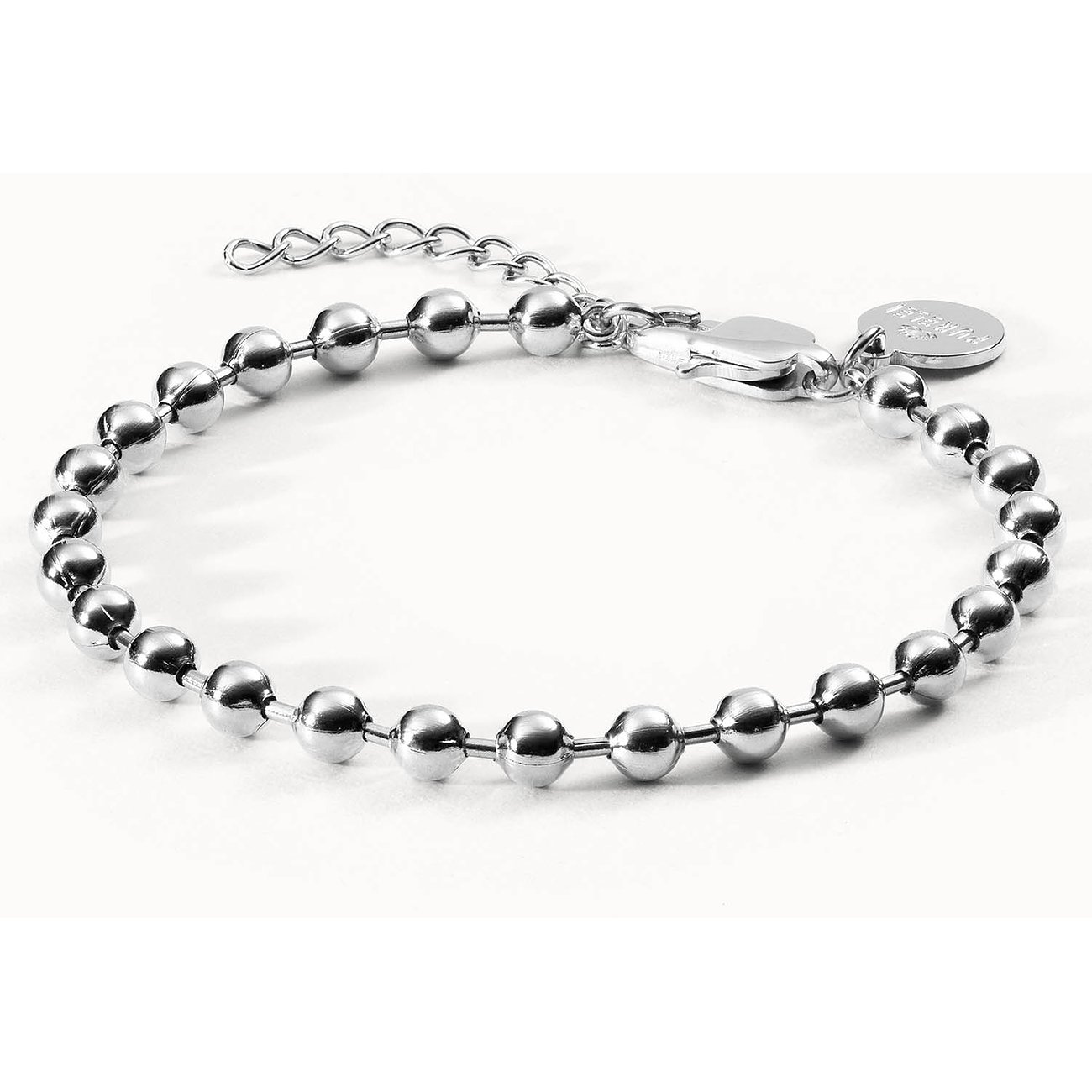 Purelei armbånd i sølvfarvet rustfrit stål, bestående af en kæde af perler på række.