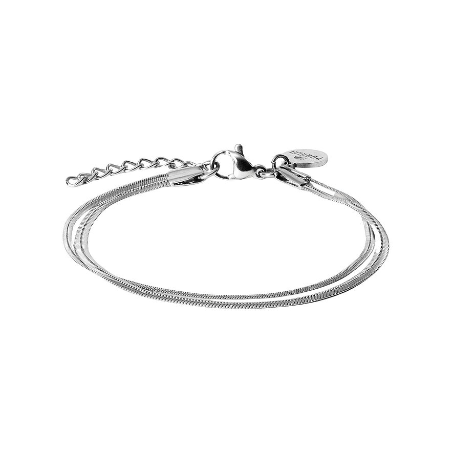 Purelei Armschmuck aus Edelstahl, ein Doppelreiher-Armband in Schlangenkettenoptik mit Karabinerverschluss.