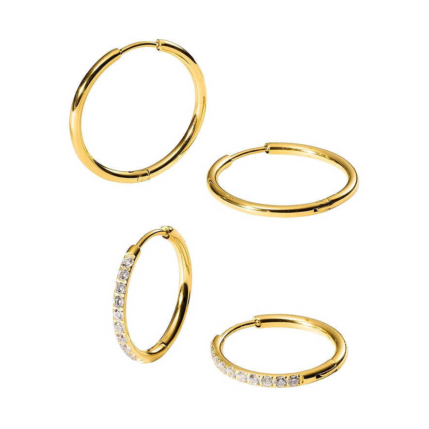 Purelei Schmuck-Set Core Collection, Zirkonia, Damen, Edelstahl, gold