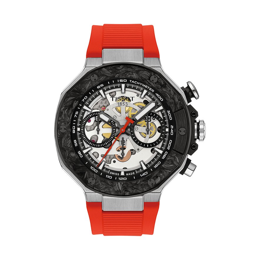 Tissot Chronograph T-Race Moto GP 2026 45M T1414622705100, Herren, Edelstahl, Armband: Silikon, Automatik, analog