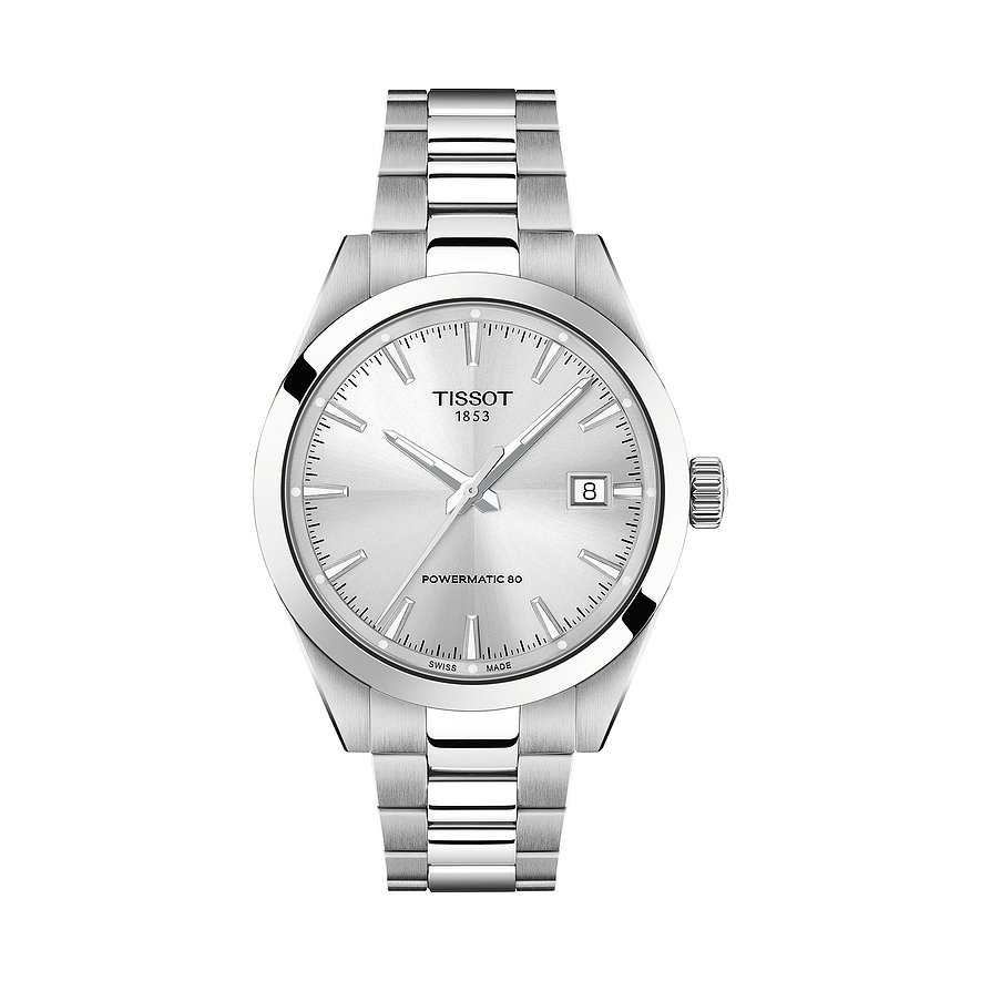 Tissot Herrenuhr Gentleman 38mm T1658071103100, Herren, Edelstahl, Armband: Edelstahl, Automatik, analog