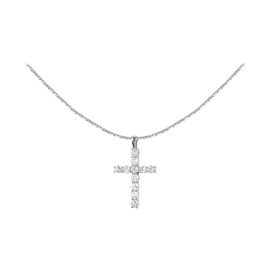 Jacques Lemans Kette, Zirkonia, Damen, 925er Silber, silber