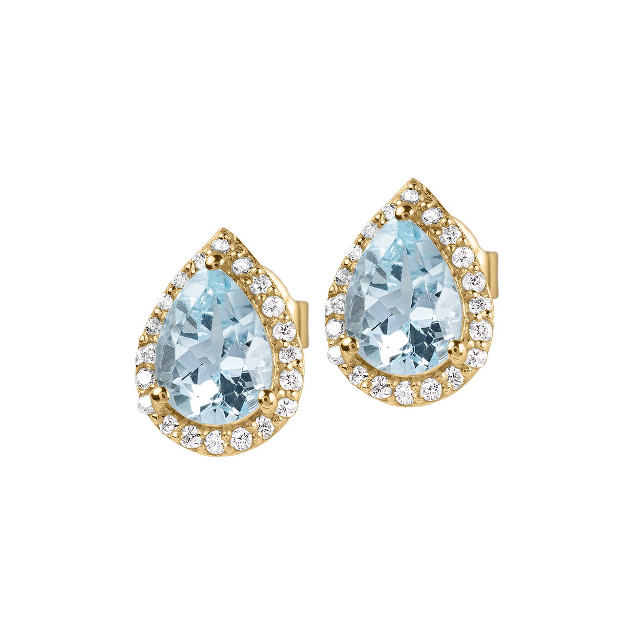 Orecchini Jacques Lemans in argento: borchie bicolori a goccia con zirconi blu e chiari.