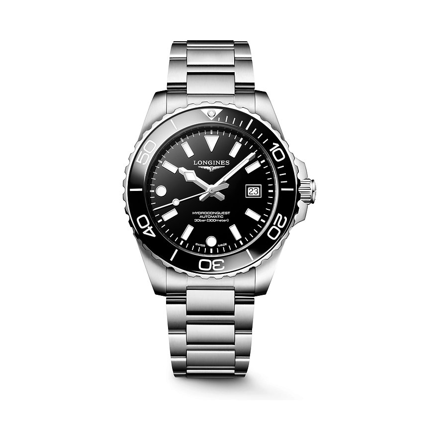 Longines Taucheruhr HYDROCONQUEST L37884566, Herren, Edelstahl, Keramik, Armband: Edelstahl, Automatik, analog