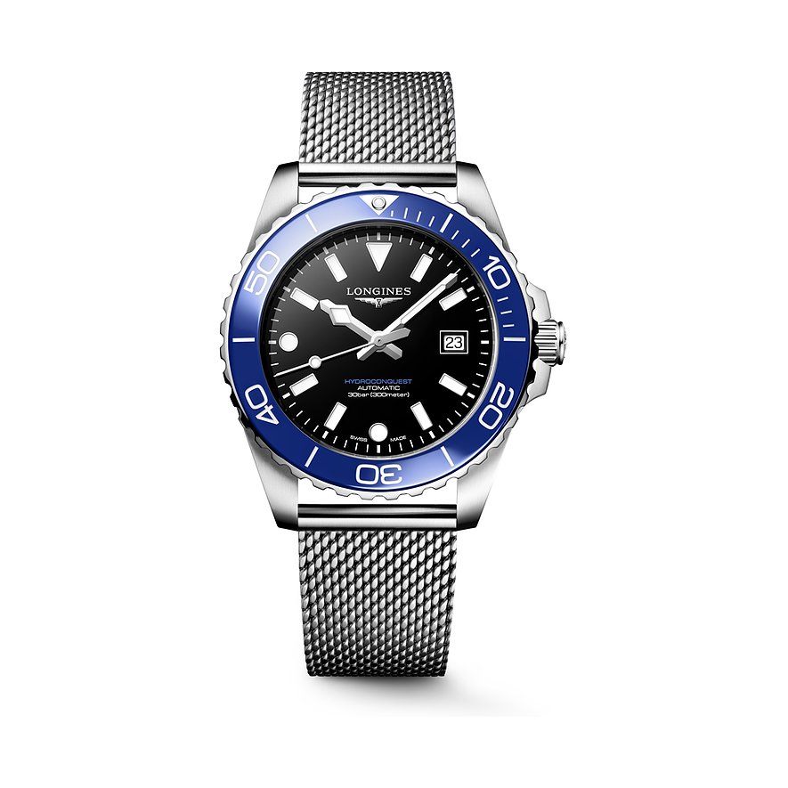 Longines Taucheruhr HYDROCONQUEST L37884906, Herren, Edelstahl, Keramik, Armband: Edelstahl, Automatik, analog