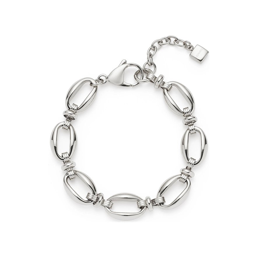 Leonardo Gliederkettenarmband aus Edelstahl mit ovalen, polierten Gliedern und Karabinerverschluss.