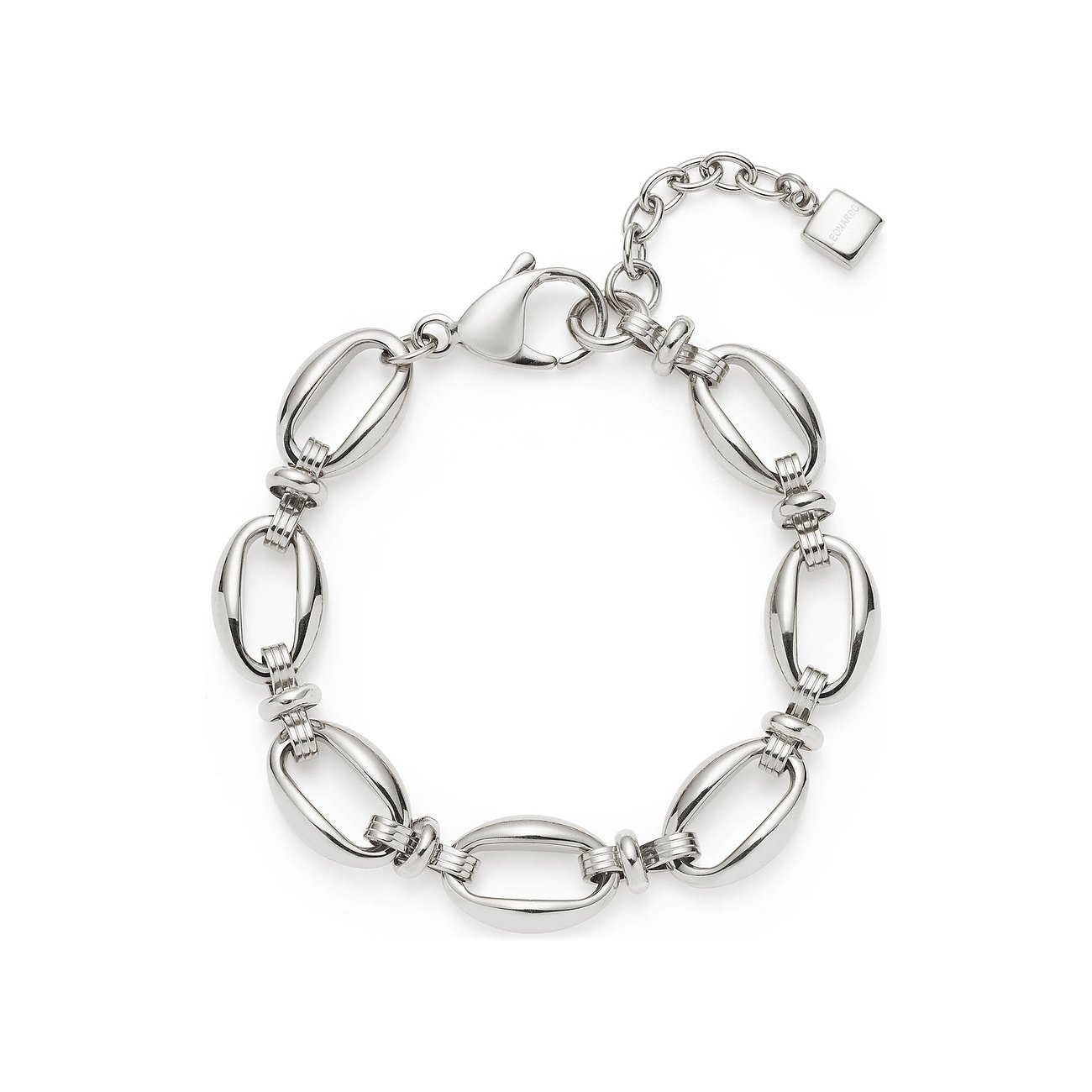 Leonardo Gliederkettenarmband aus Edelstahl mit ovalen, polierten Gliedern und Karabinerverschluss.