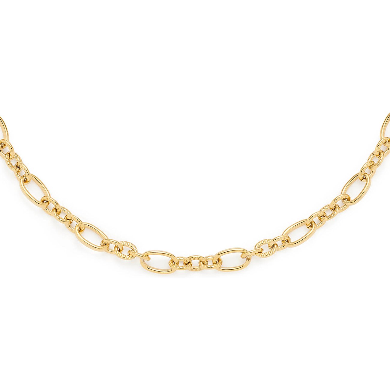 Leonardo Collier aus goldfarbenem Edelstahl mit abwechselnd glatten und gemusterten Gliedern.