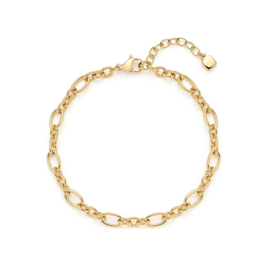 Bracciale Leonardo in acciaio inossidabile color oro con maglie lisce e testurizzate alternate.