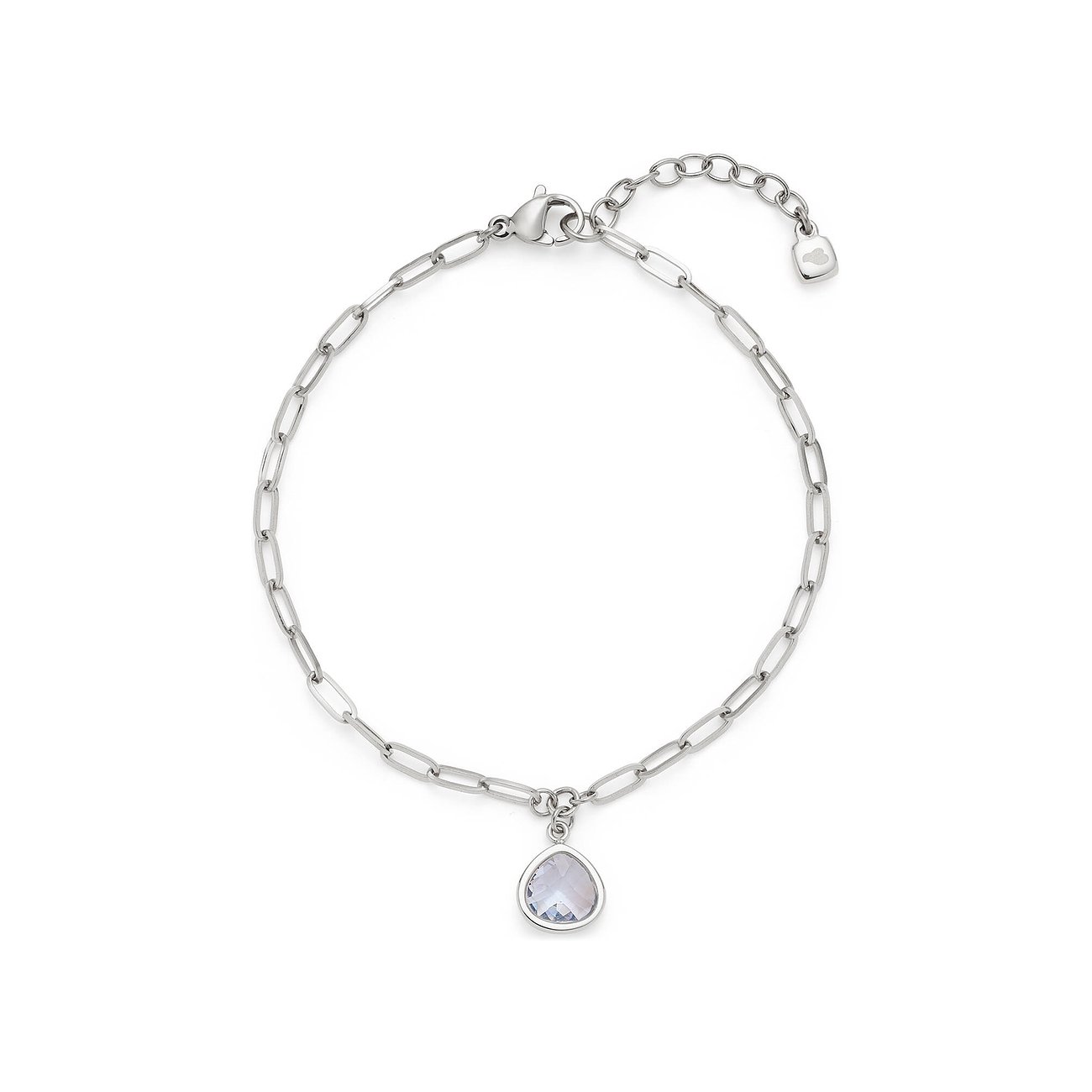 Leonardo Armband aus Edelstahl mit einem violetten Glasstein-Anhänger