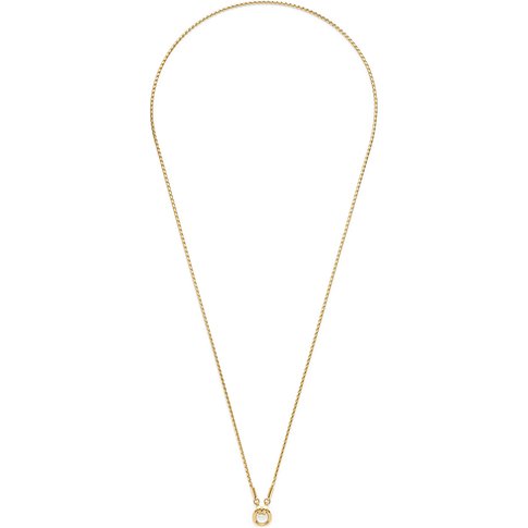 Leonardo Halsschmuck aus goldfarbenem Edelstahl mit einer zarten Kette und einem kleinen, runden Anhänger.