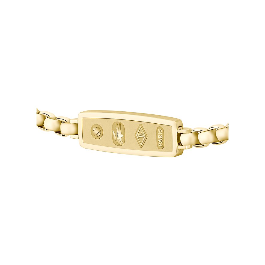 Lacoste Armschmuck aus goldfarbenem Edelstahl mit Krokodil-Logo und 