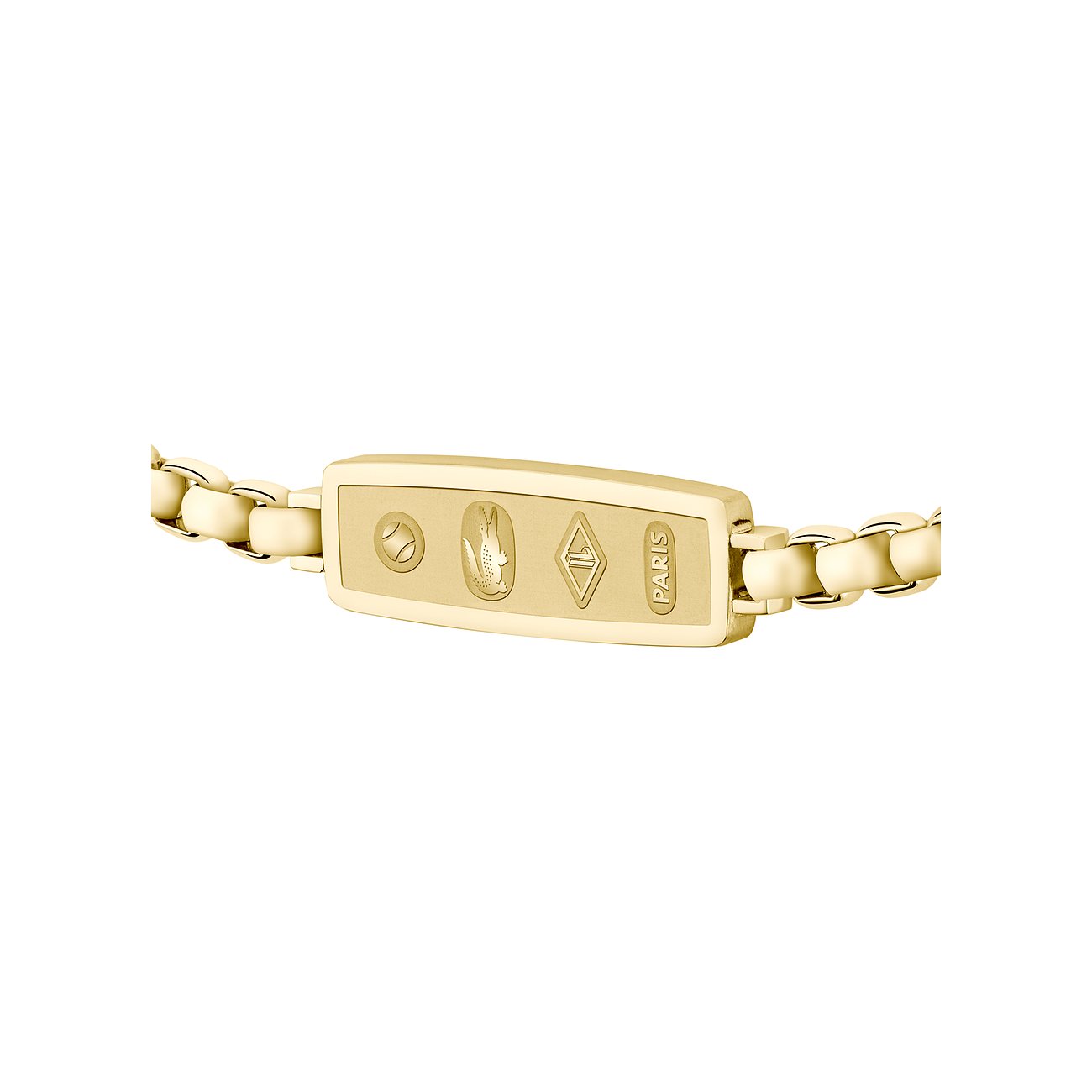 Lacoste Armschmuck aus goldfarbenem Edelstahl mit Krokodil-Logo und 