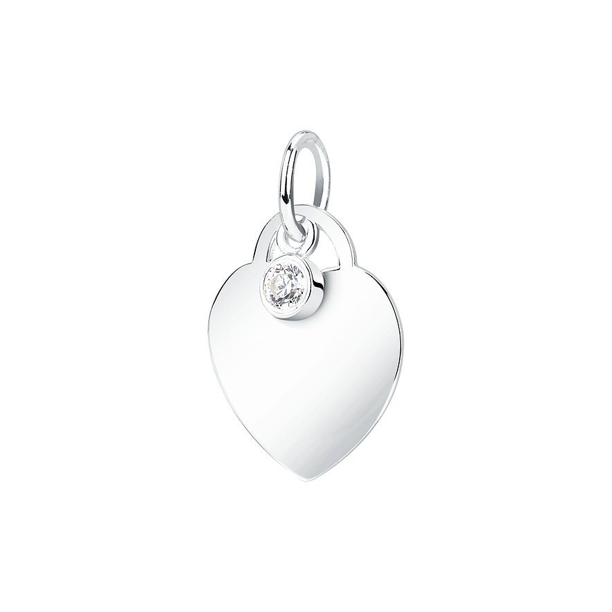 FAVS Herzanhänger aus 925 Silber mit einem runden Zirkonia Farbstein, frontal dargestellt.