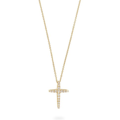 CHRIST Halsschmuck mit Kreuzanh am: Ein funkelnder Diamant-Kreuzanh am aus 585er Gelbgold.
