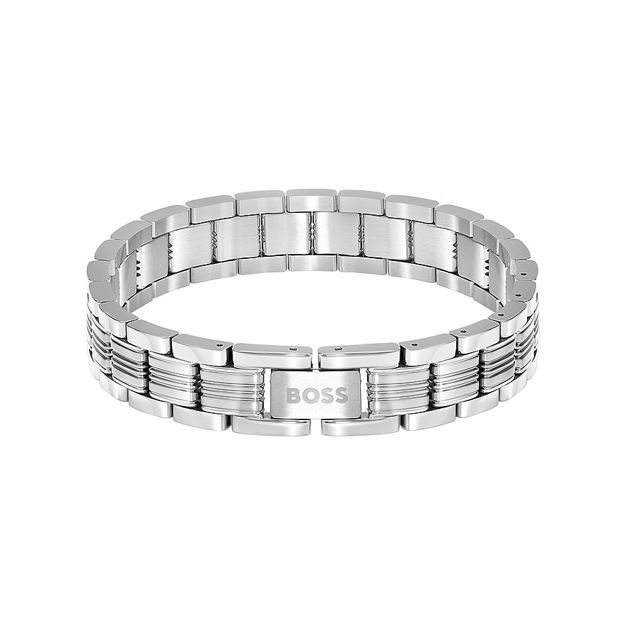 BOSS HBJ1580885 Emblem Heren Armband Zilverkleurig